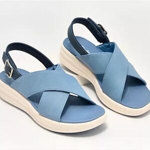 (S-4387) Clarks Cloudsteppers Backstrap Sandals - Drift Sun Sz 8W